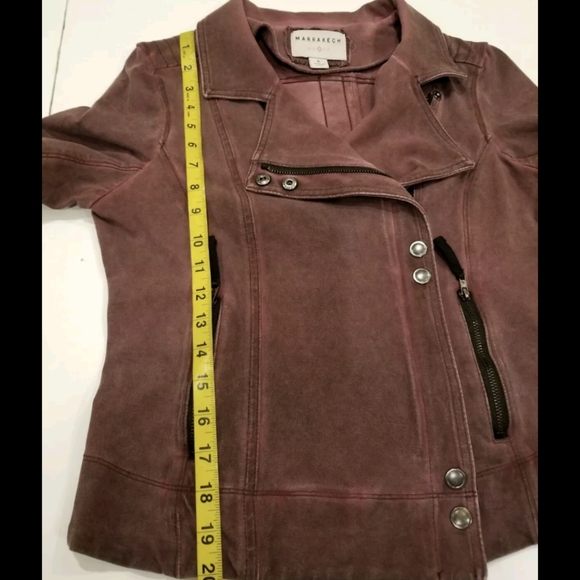 Marrakech Burgundy Knit Moto Light Jacket - Anthropologie - Picture 6 of 8